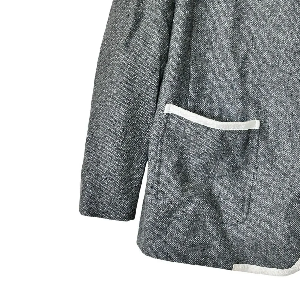 Banana Republic Gray piped Tweed Wool Blend blazer Jacket Size 6